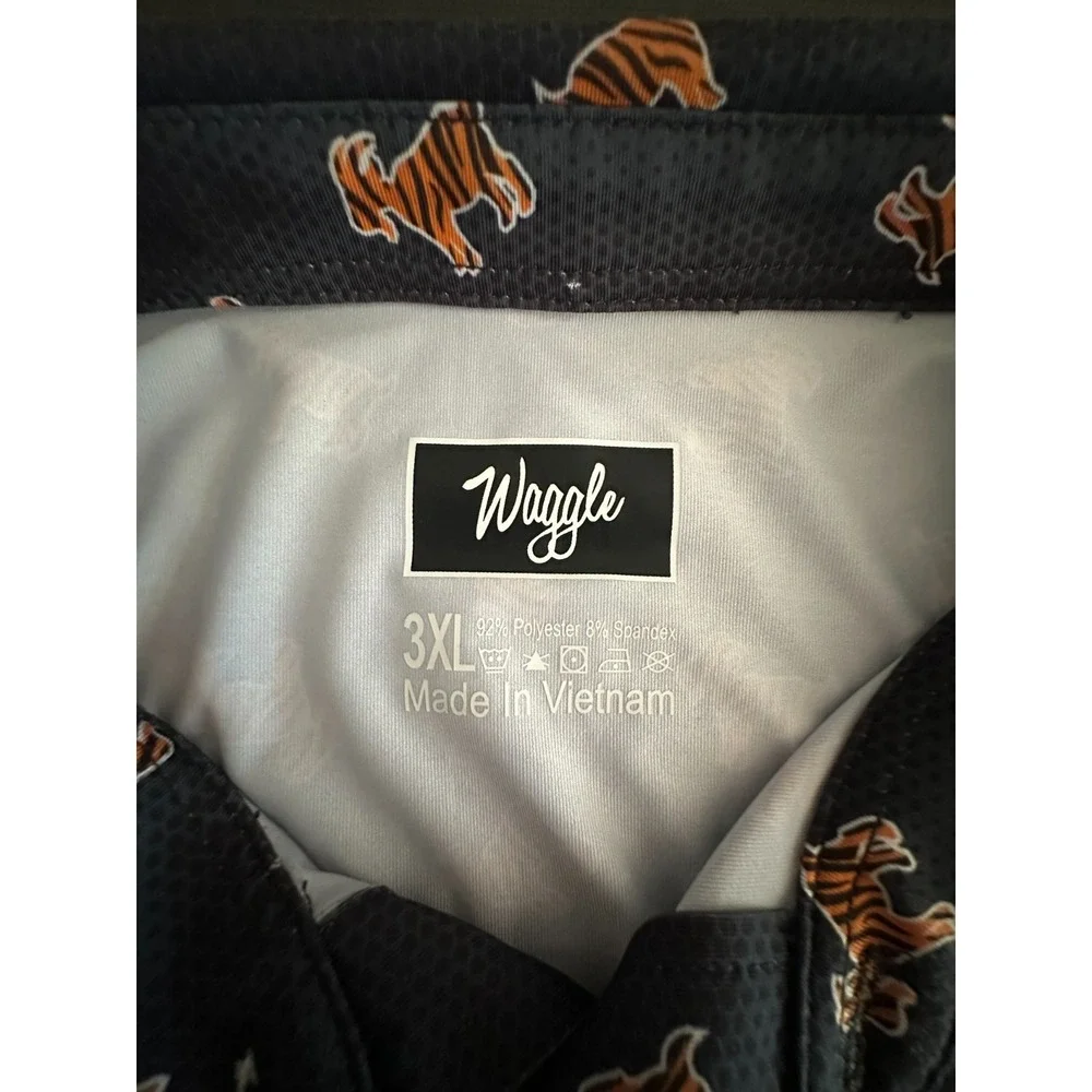 Waggle Golf Polo Shirt Mens 3XL Tiger Print Performance Stretch Athletic AOP - Picture 6 of 7